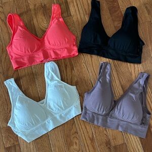 NEW! Women's Intimates Sports Bra Lot- Black, Coral, White, and Taupe Sz XS